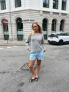 Andrea shorts med striber - Grøn/hvid