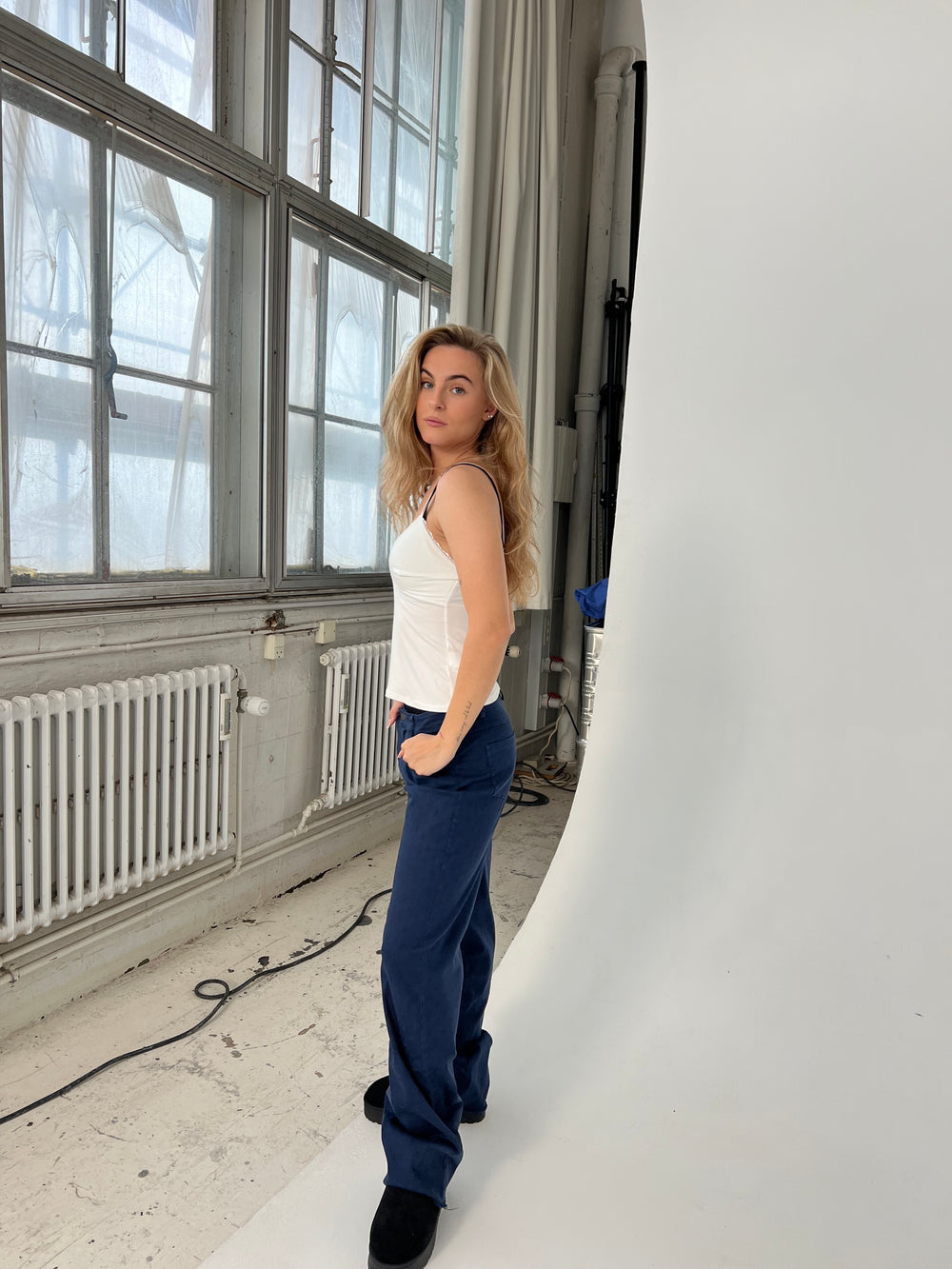 Gabardin jacquard jeans - Navy