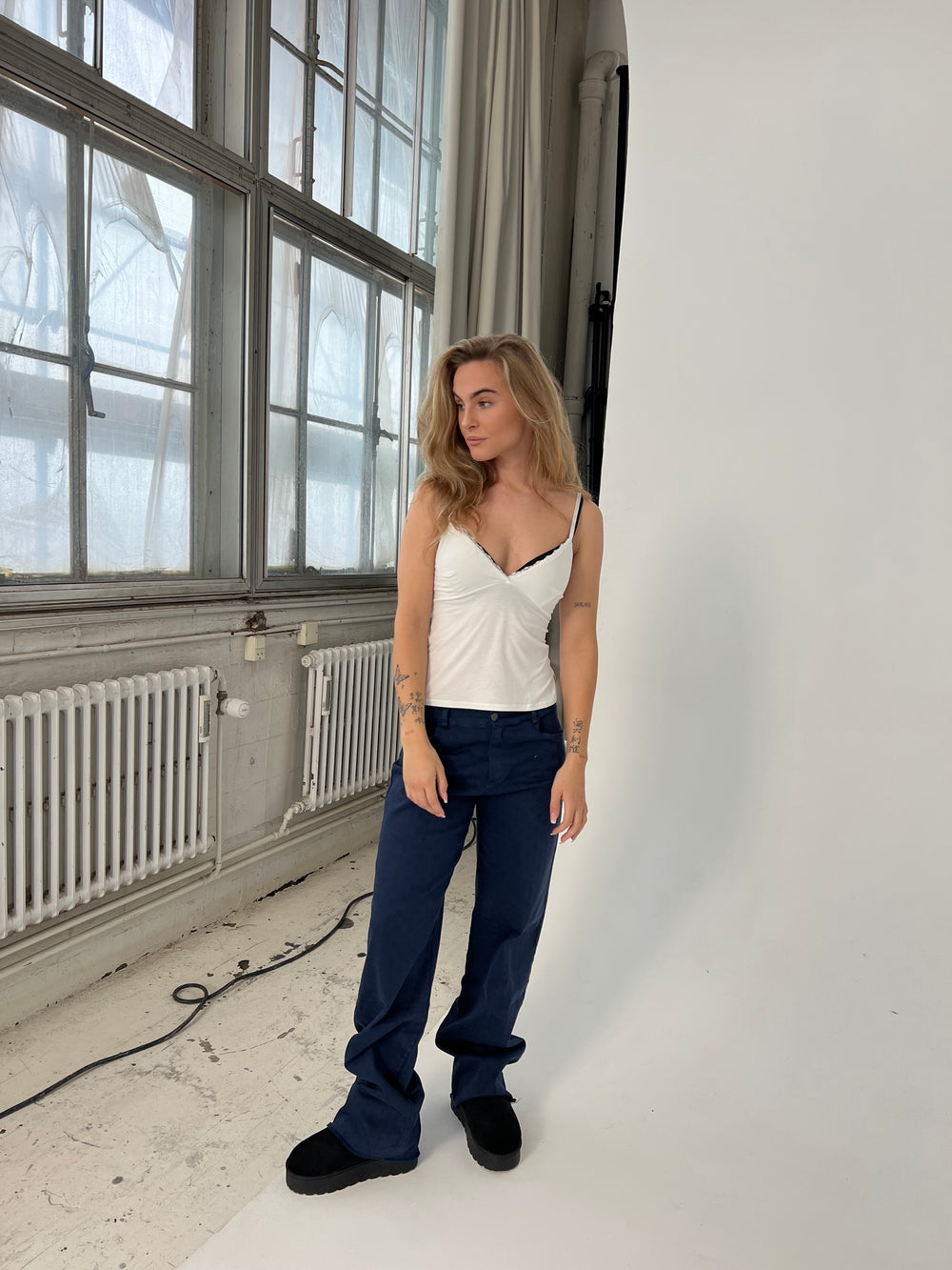 Gabardin jacquard jeans - Navy