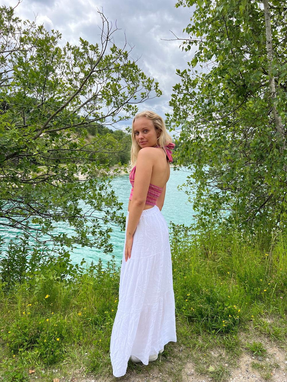 Kiera lang nederdel - Hvid