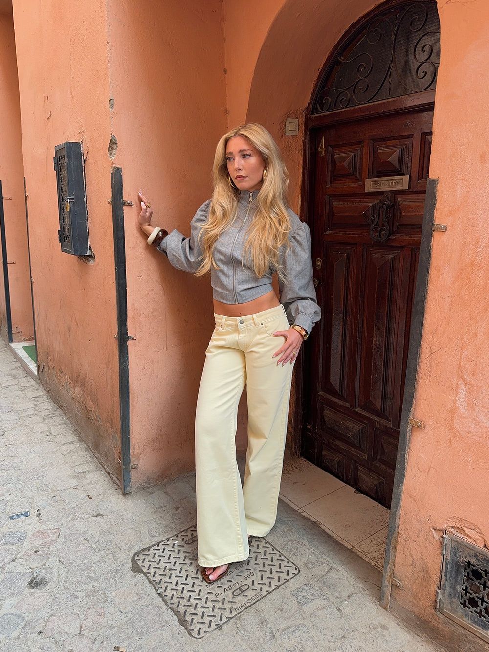 Audrena lavtaljede jeans - Gul