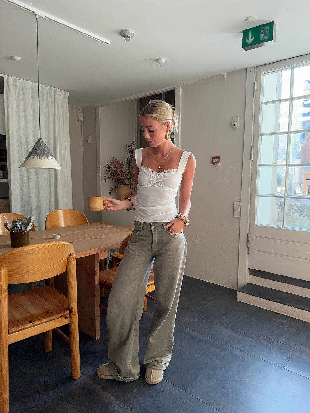 Mandaline top med blondetaljer - Hvid