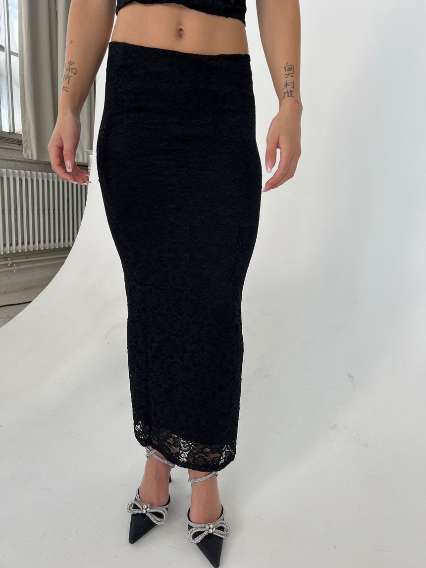 Claudie nederdel i blonde - Sort
