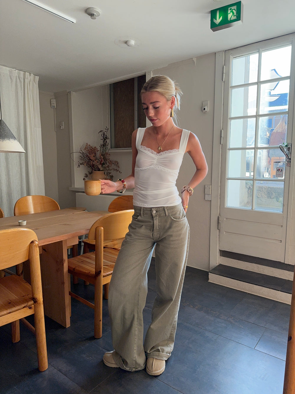 Mandaline top med blondetaljer - Hvid