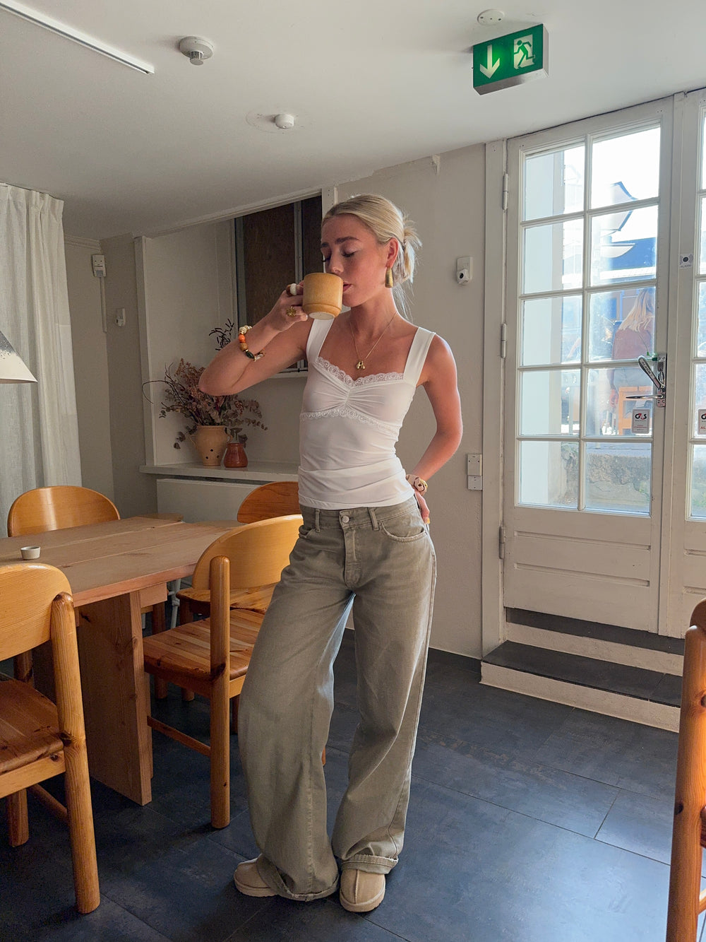Mandaline top med blondetaljer - Hvid