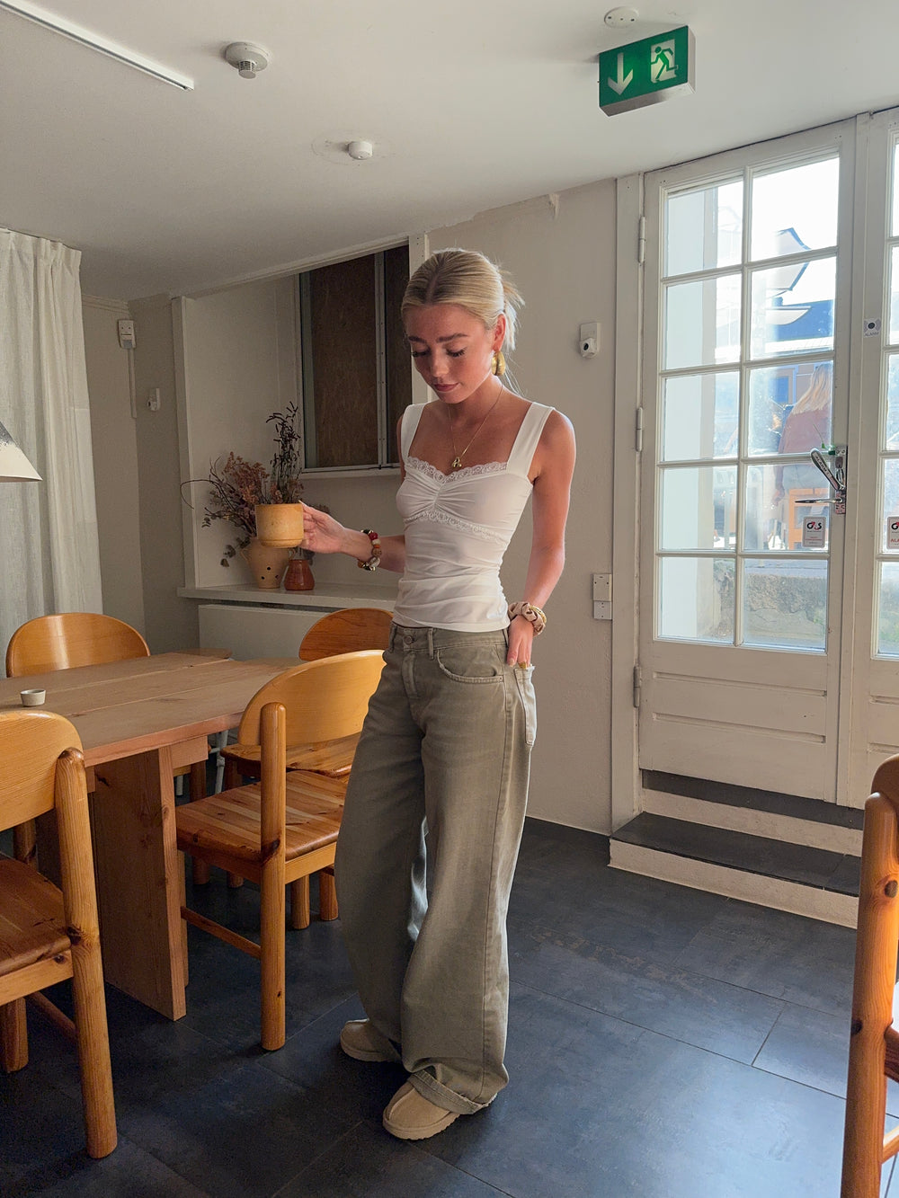 Mandaline top med blondetaljer - Hvid