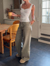 Mandaline top med blondetaljer - Hvid