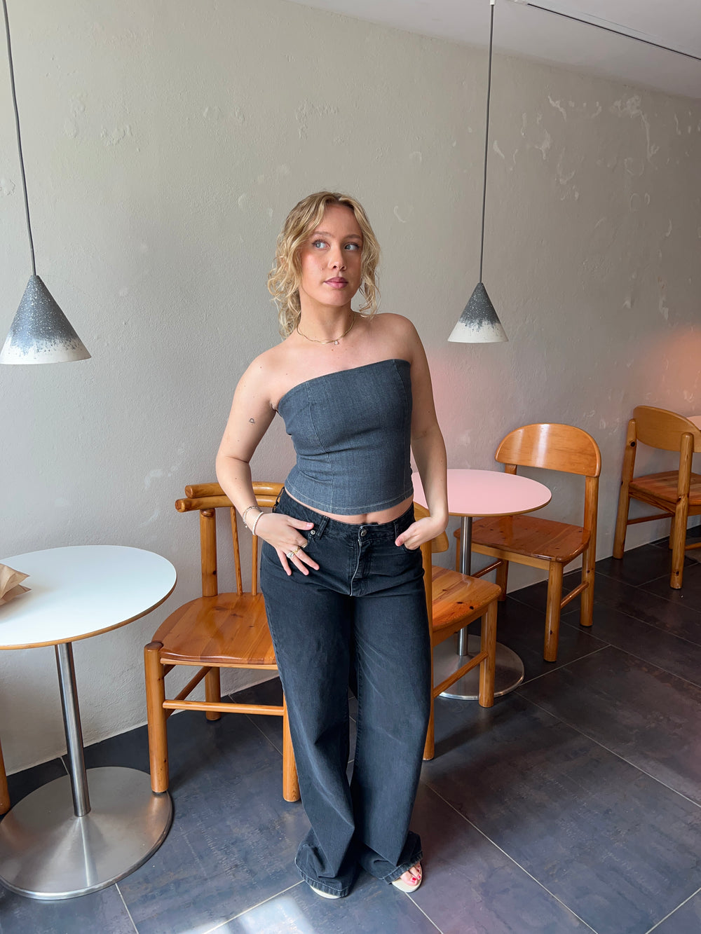 Malina denimtop - Mørkegrå