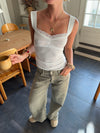Mandaline top med blondetaljer - Hvid