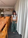 Olive jeans med detaljer - Blågrøn