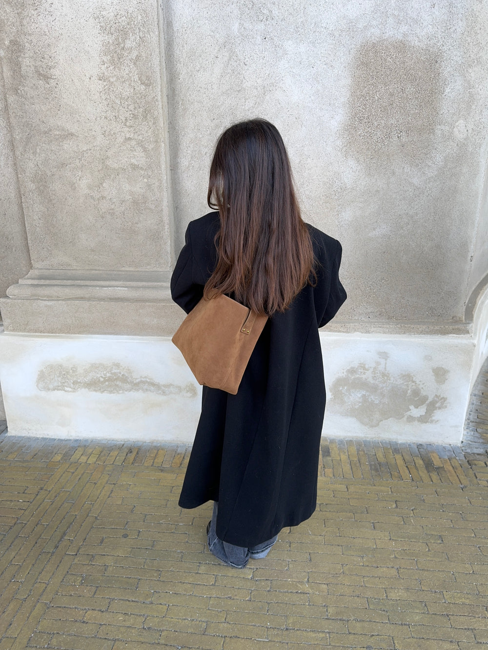 Barcelona skuldertaske i ruskind - Brun
