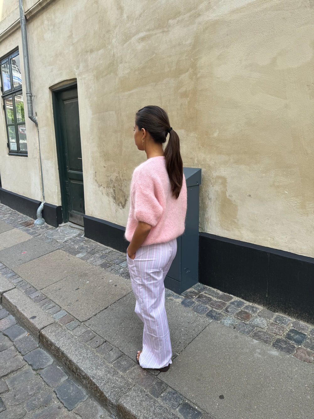 Olivia kortærmet mohair cardigan - Lyserød