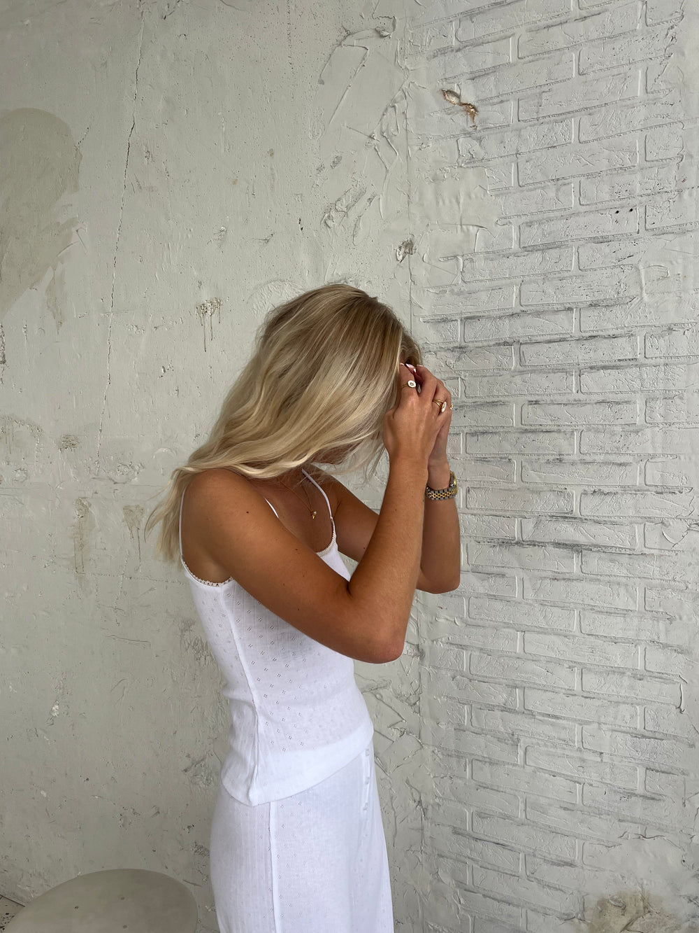 Kaya pointelle top - Hvid