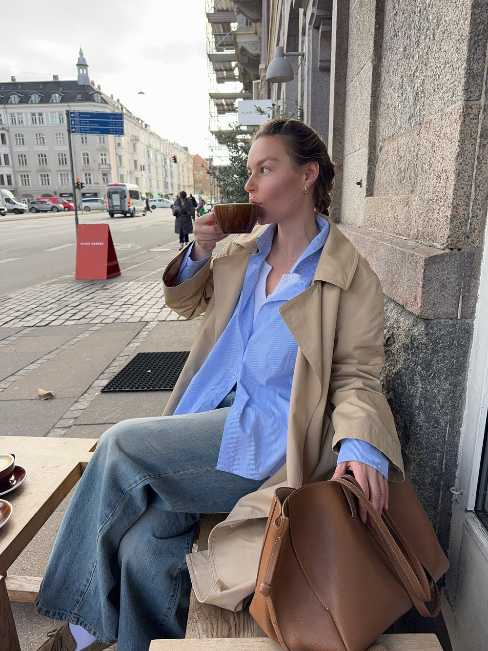 Mathilde Ravn skjorte med striber - Blå/hvid