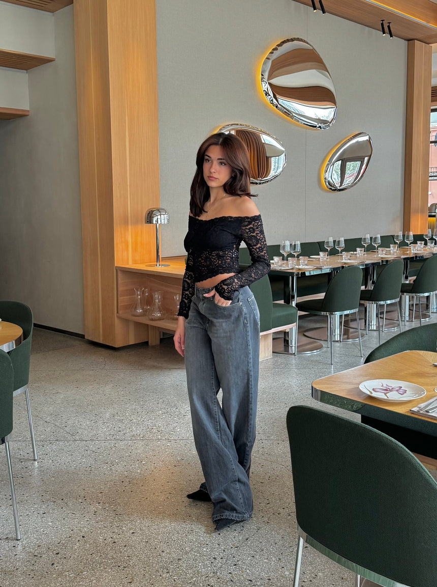 Lilly off shoulder blondebluse - Sort