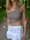 Merle one shoulder-top med blonde - Brun