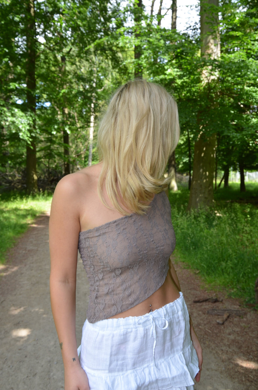 Merle one shoulder-top med blonde - Brun