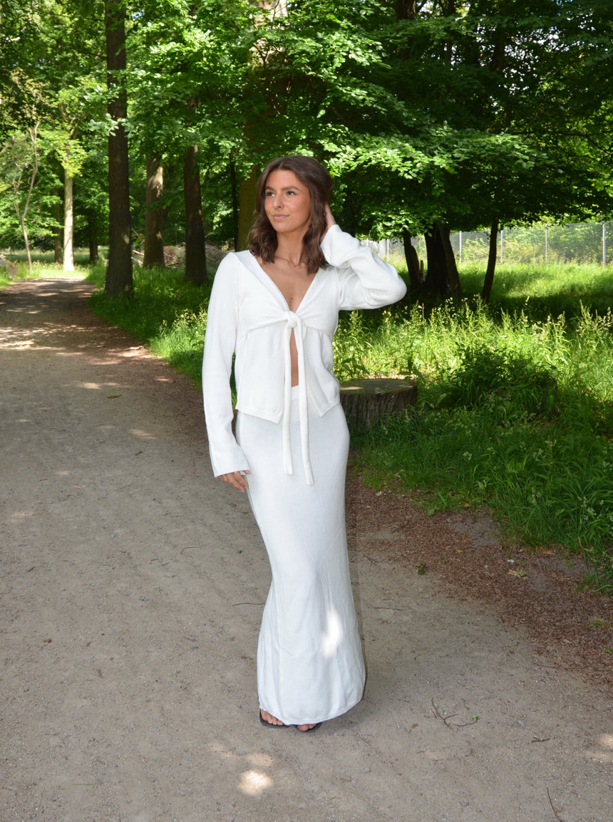Ines maxinederdel i strik - Hvid
