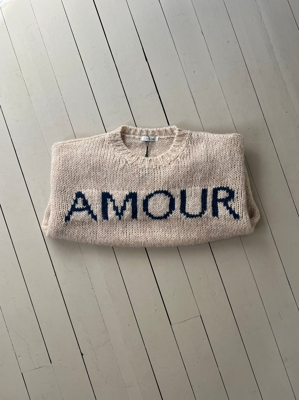 "Amour" striktrøje - Beige
