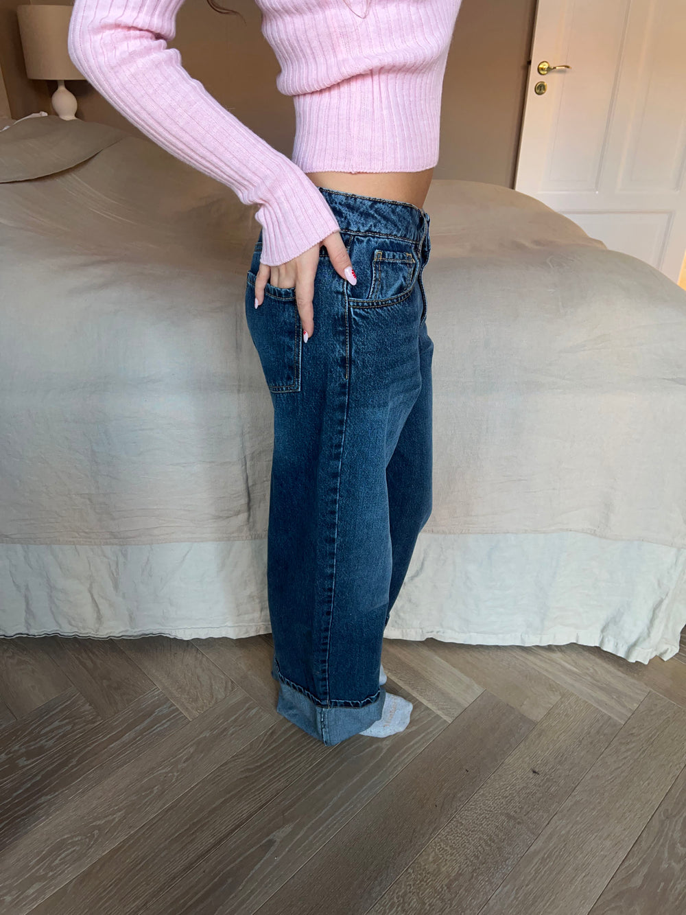 Sonya jeans med opsmøg - Blå denim