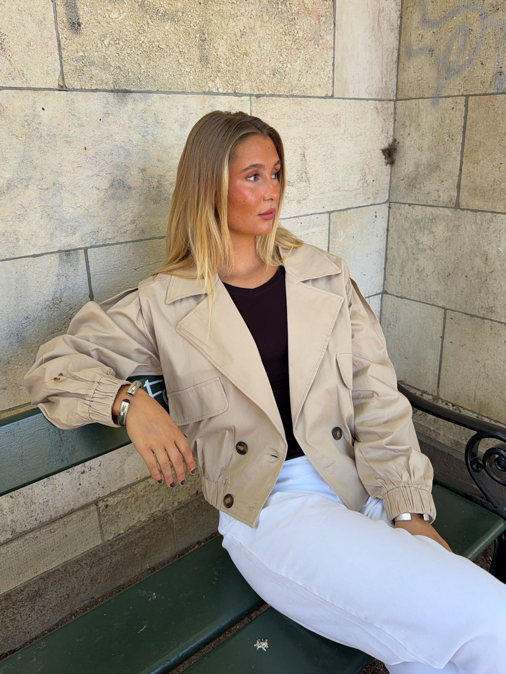 Millie cropped trenchcoat - Beige