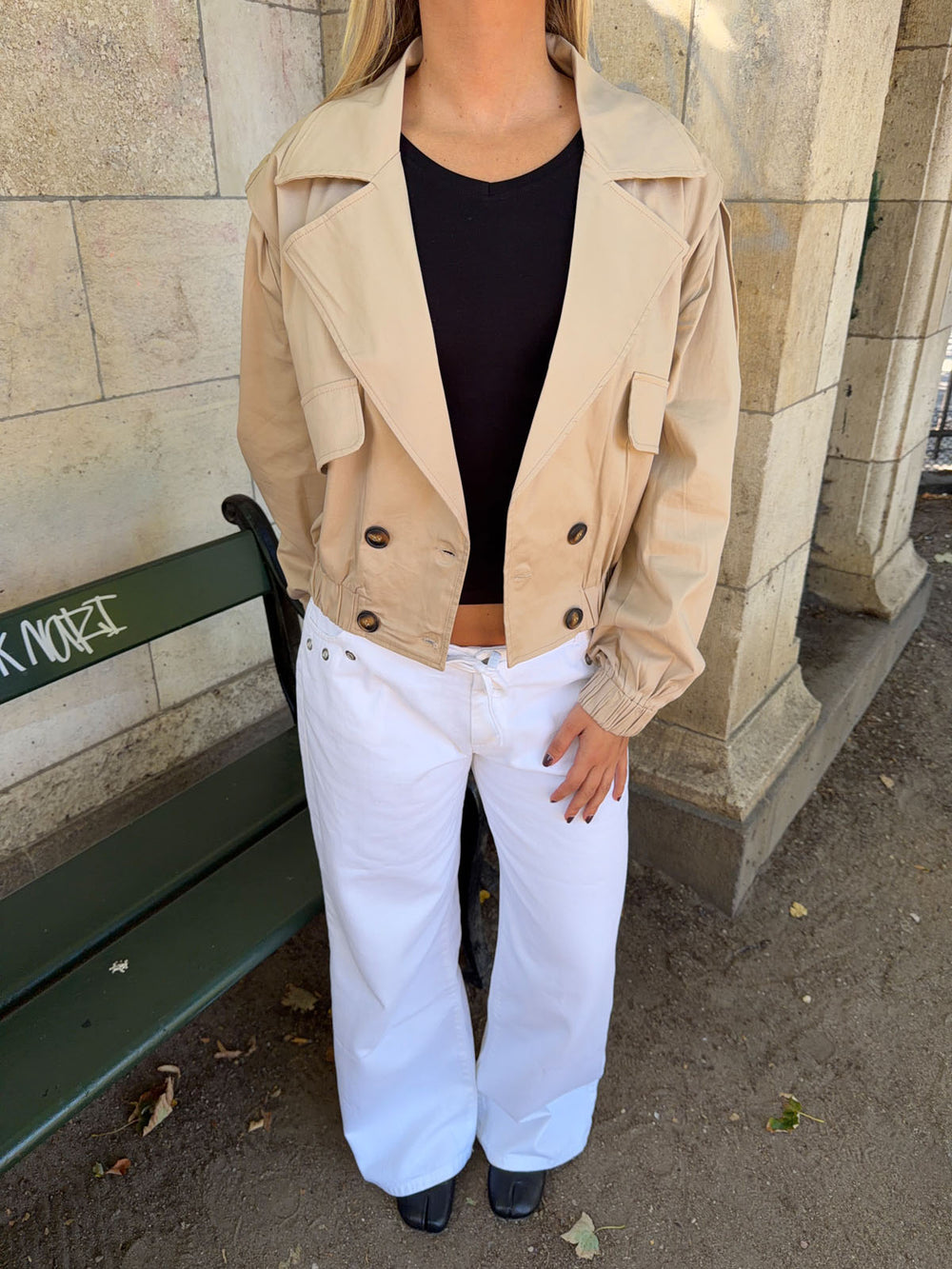 Millie cropped trenchcoat - Beige