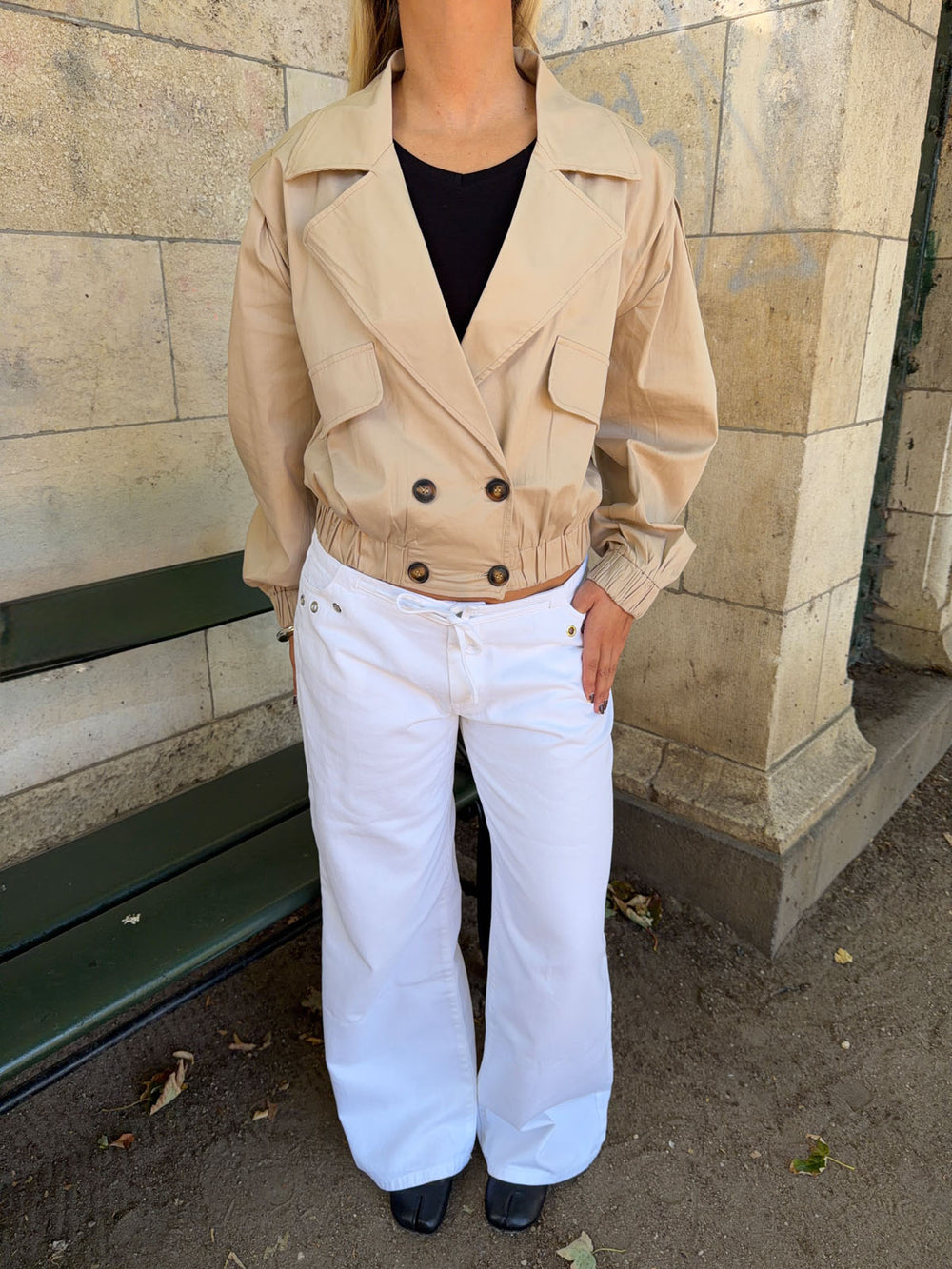 Millie cropped trenchcoat - Beige