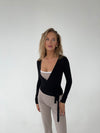 Motion wrap bluse - Jet Black