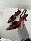 Nida slingback stiletter med spænde - Vinrød
