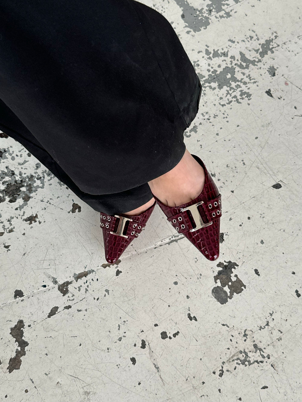 Nida slingback stiletter med spænde - Vinrød