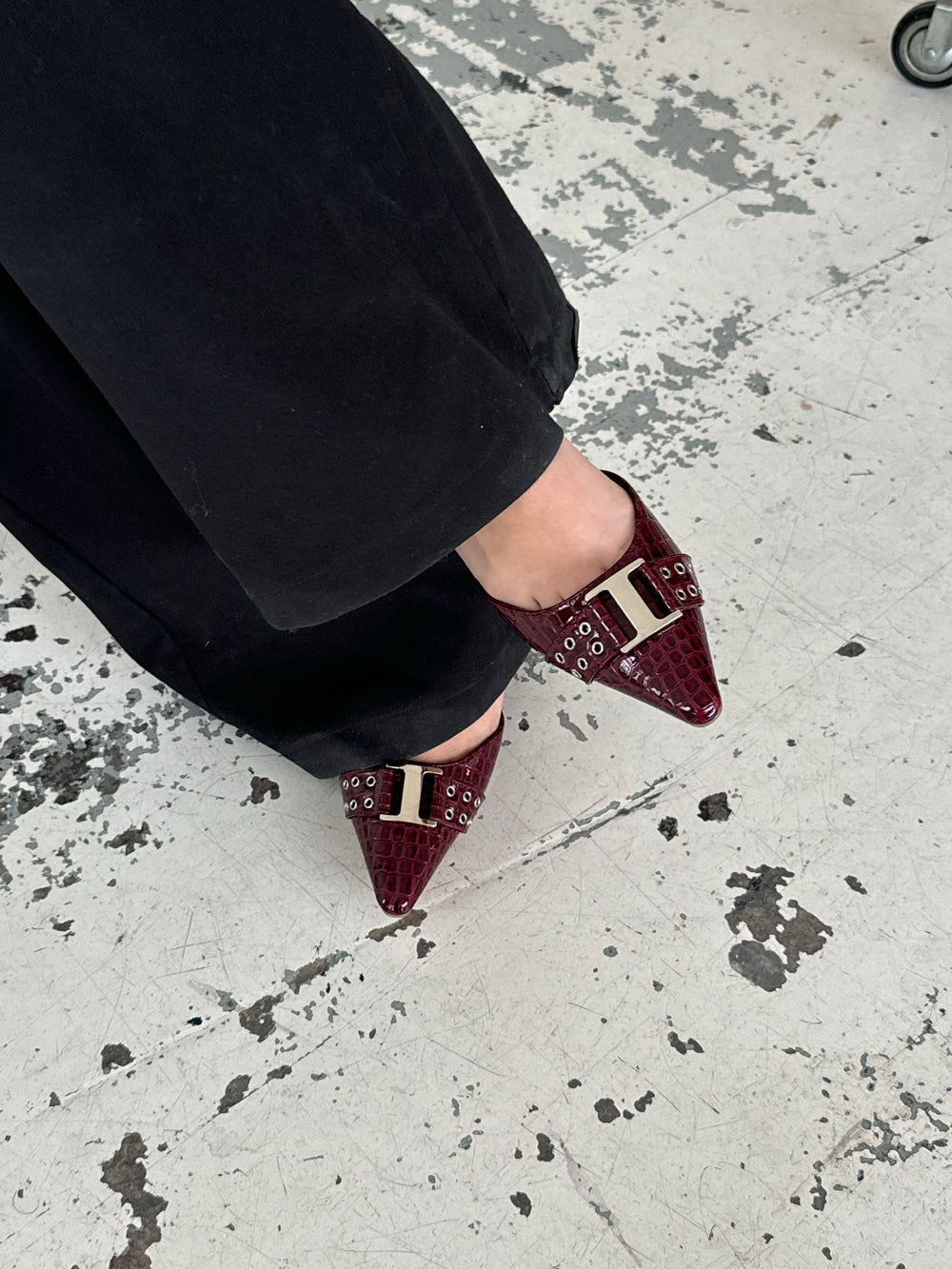 Nida slingback stiletter med spænde - Vinrød