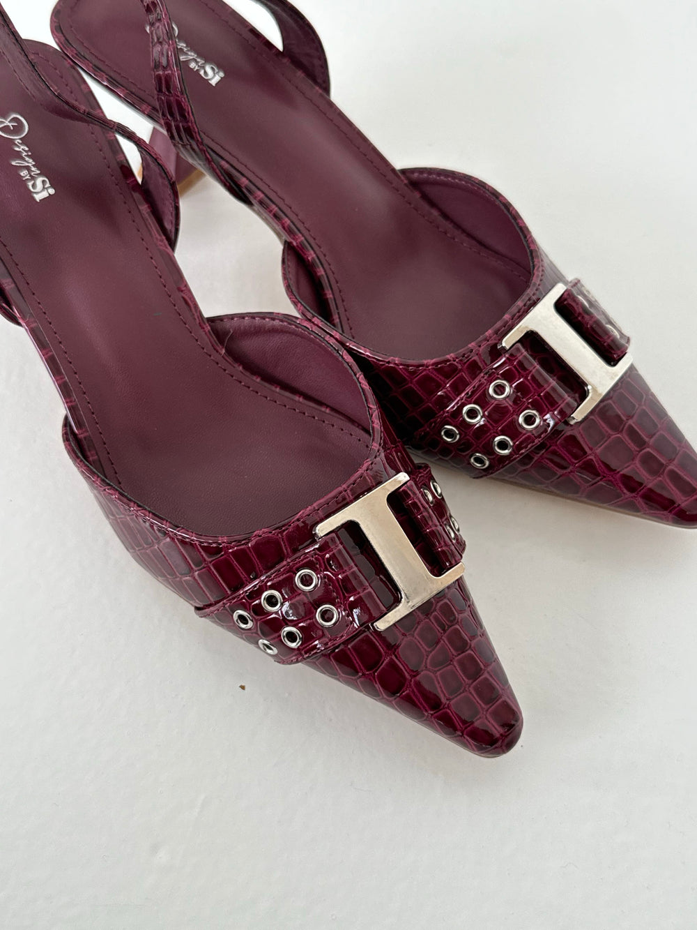 Nida slingback stiletter med spænde - Vinrød