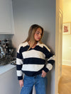 Margoth strikpolo med striber - Hvid/navy