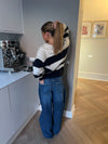 Margoth strikpolo med striber - Hvid/navy