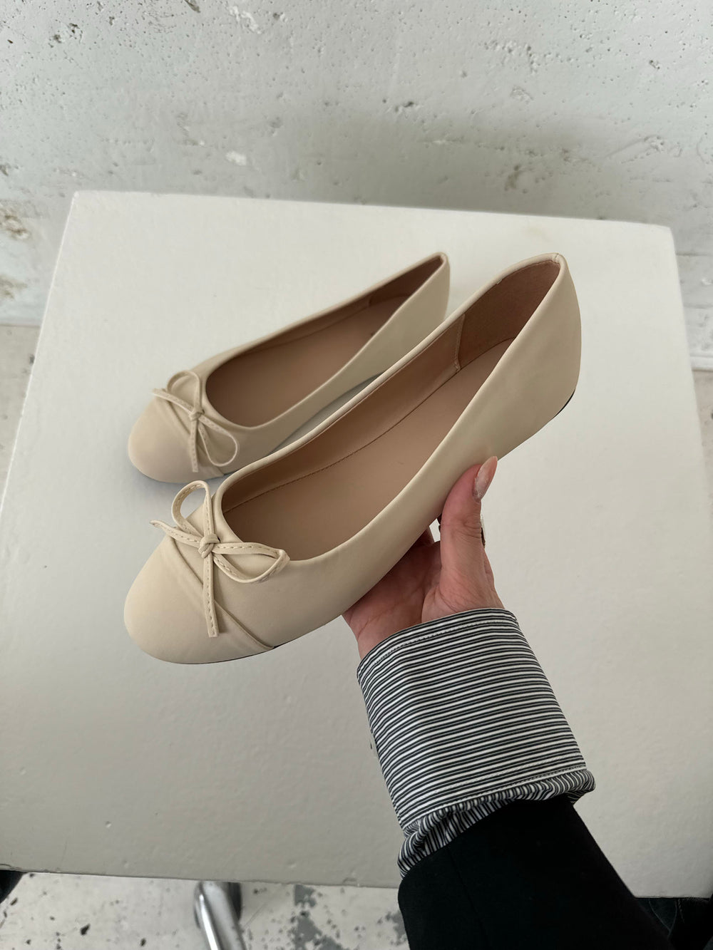 Segovia ballerina sko med sløjfe - Off white