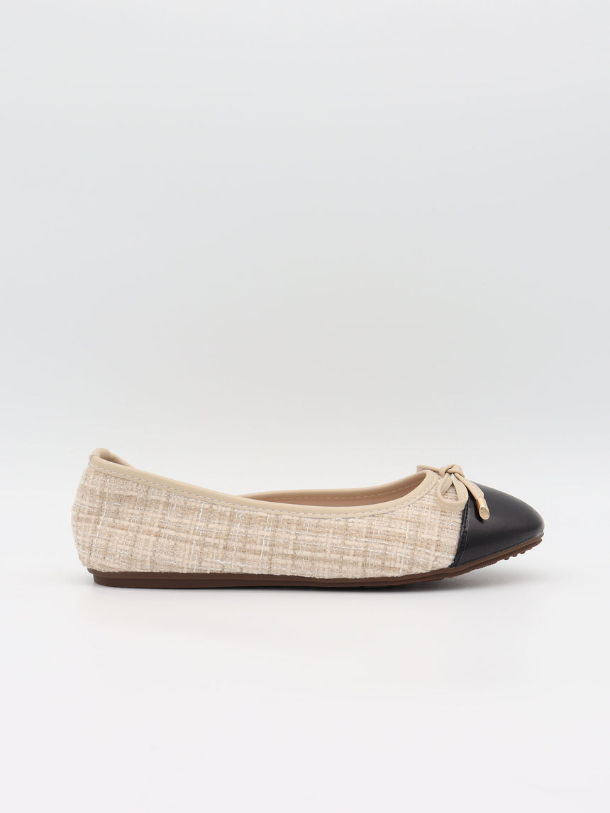 Cetinje ballerina sko med skøjfe - Beige