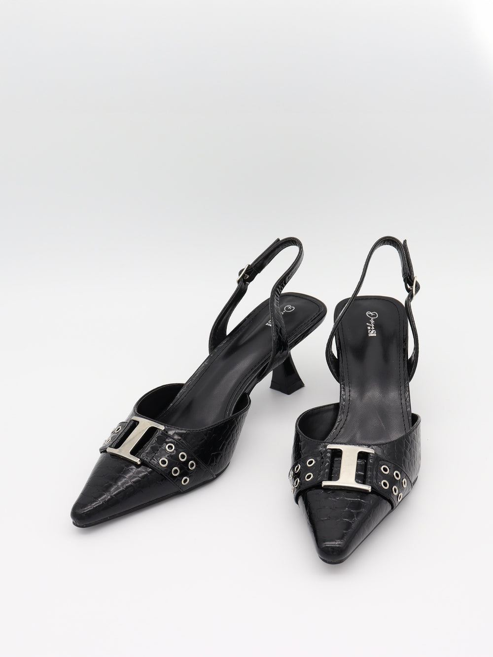Nida slingback stiletter med spænde - Sort