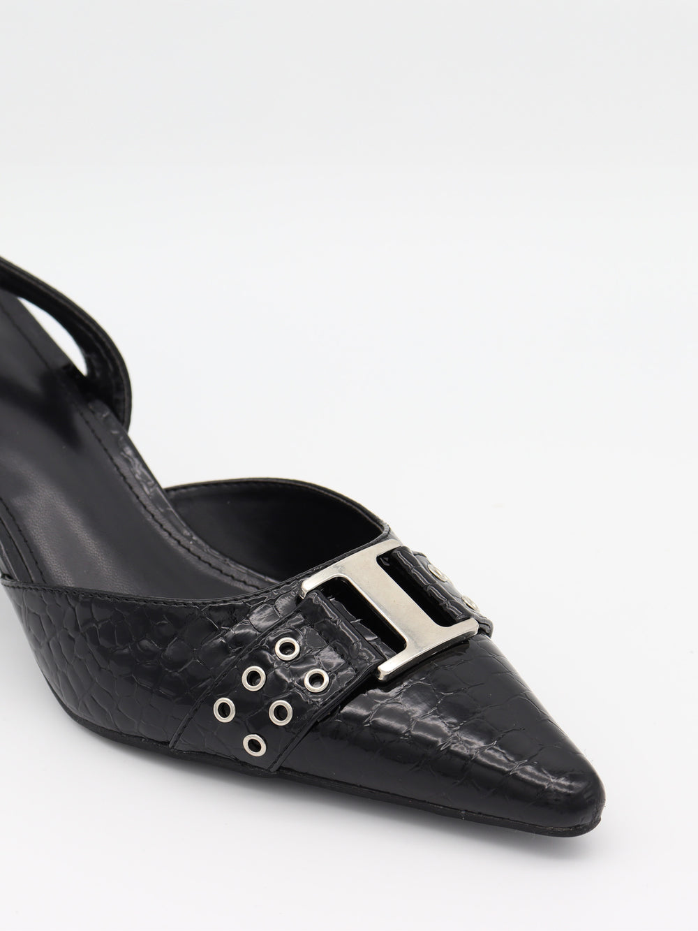 Nida slingback stiletter med spænde - Sort