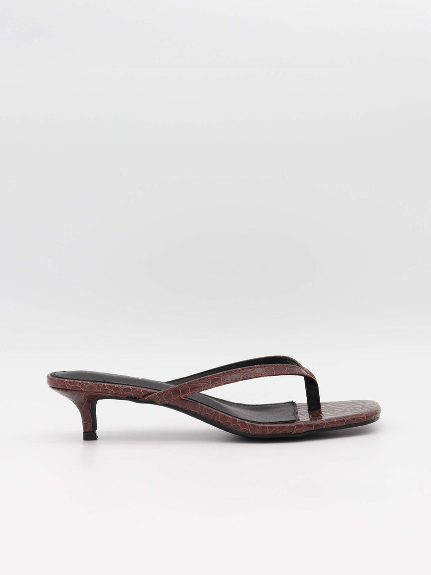 Safine mules med krokodilleprint - Brun