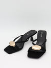 Annaline mules med gulddetalje - Sort/guld