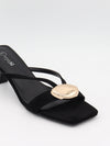 Annaline mules med gulddetalje - Sort/guld