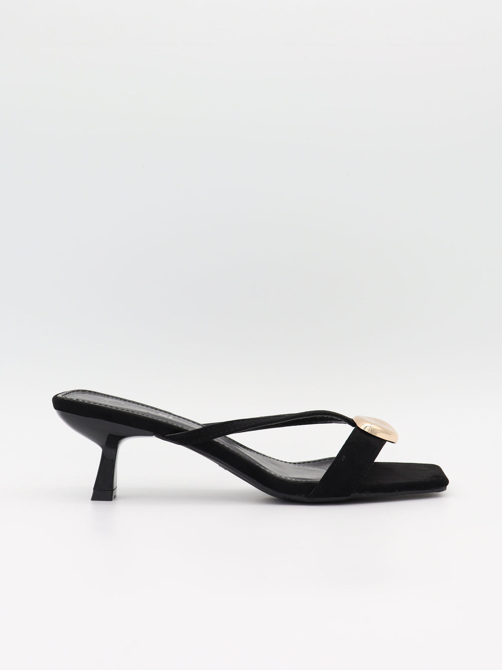 Annaline mules med gulddetalje - Sort/guld