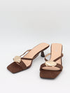 Annaline mules med gulddetalje - Brun/guld