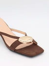 Annaline mules med gulddetalje - Brun/guld