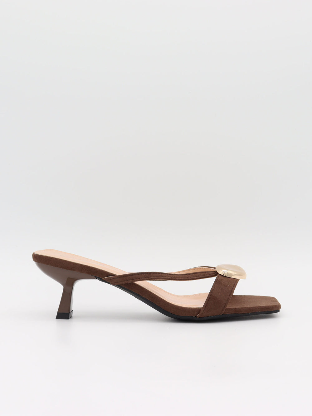 Annaline mules med gulddetalje - Brun/guld