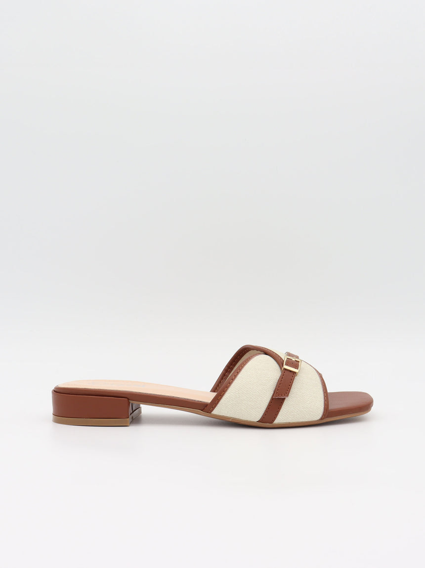 Natalie sandaler med hæl - Lysebrun/off-white