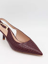 Karline slingback mules med krokodilleprint - Mørkerød