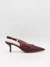 Karline slingback mules med krokodilleprint - Mørkerød