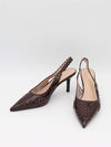 Ydun slingback hæle med detaljer - Mørkebrun