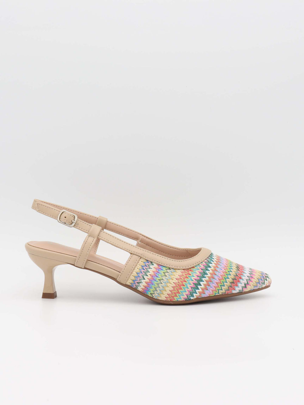 Fantella slingback hæle med mønster - Multifarvet